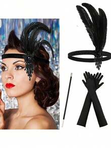 4 Pcs / 1920s Headbands - Concert Headbands, Gatsby Party Headpieces, Bridal Headpieces, Suitable For Festival Party Scenarios - Multicolor - View 2