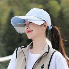 Wide Brim Sunscreen Baseball Hat Quick Dry UV Protection Sports Cap Sun Protection Reflective Strip Retractable Sun Hat - A - View 4