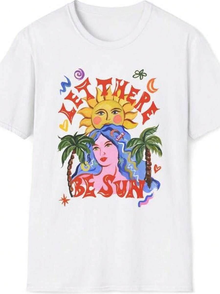 Sunk1issed Retro Beach T-Shirt  Midnight Sun Vibes  90s Airbrush Palm Tree SunS1et T1EE 220g Cotton SporT-S T-Shirt - WoM-En - Freedom Of MoveM-EnT-Suitable For All People, Whether WoM-En Or M-Enhigh-Quality Durable Fabric Suitable For All Seans,Ft To The Touch But Built To LastBreathabletops WoM.En Fall OutfiT.S For WoM.En VaC.Ation OutfiT.S WoM.En Halloween Costume - 白色 - 查看 1