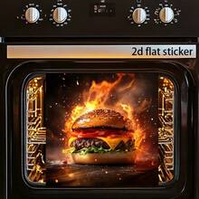 1 pieza Pegatina decorativa con temática de hamburguesa, adecuada para la cocina, el horno, el lavavajillas, para agregar color a los electrodomésticos monótonos - Unitalla - Ver 2