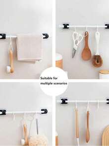 5pcs No Drill Wall Hooks, Hanging Hooks For Bathroom, Bedroom, Closet, Entryway - Black - View 6