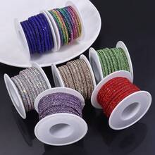 Dây ống đính đá 4mm, dài 5 thước Anh/cuộn, dây rỗng đính đá sang trọng dùng để trang trí dây giày, phụ kiện tóc, hộp và túi xách, 6 hàng đá đính trong ống. - Dây thừng ống tròn khoan nước - Xem 6