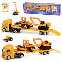1:64迷你合金塑料拖车玩具车套装，儿童玩具车，工程车模型，男孩女孩礼物，生日礼物。部分配件随机赠送，恕不另行说明。 - 彩色 - 查看 17