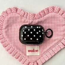 Minimalist Classic Black & White Polka Dot Pattern Glossy Protective Case Compatible With Apple Bluetooth Earphones 2nd, 4th Gen, Suitable For AirPods 2/3/Pro - Black - View 2