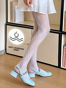 Sexy Lolita Argyle Stockings, Thin Sheer Sensual Tights, Women High Elasticity Fishnet Pantyhose - Multicolor - View 10