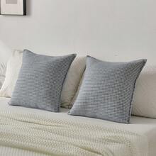 YSTYLE Chenille-Sofakissenbezüge 45x45 cm, 2 Stück, Dekorative Wohnzimmer-Sofakissenbezüge, Weicher Kissenbezug mit Zierkante, Elegante quadratische Kissenbezüge - Graublau - Übersicht 6