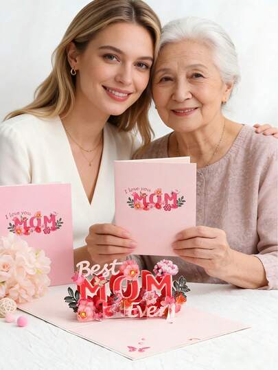 3D Pop-Up "Best Mom" Greeting Card - Foldable Paper Art Card With Vibrant Floral "Mom" Text And "I Love You Mom" Cover, Ideal For Mother's Day And Birthday To Express Love And Gratitude To The Best Mom
