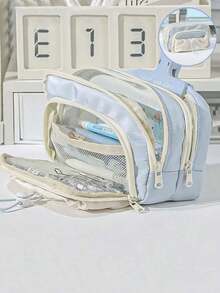 1pc Cute Cartoon Large Capacity Pencil Case, Japanese/Korean Student Pencil Box, Unisex Pencil Pouch, Multi-Functional Pencil Bag, Minimalist Pencil Case, Cosmetic Bag, Toiletry Bag, Back To School Essential Pencil Bag, Backpack,Stationery - Pink - 查看 6