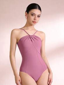 DonsGirl 1 bộ áo liền quần ba lê cỡ lớn dành cho nữ, cổ yếm, lưng hở, kiểu dáng ba lê, trang phục khiêu vũ chuyên nghiệp, áo liền quần thể thao yoga & áo liền quần mặc hàng ngày. - Màu hồng gỉ - Xem 7