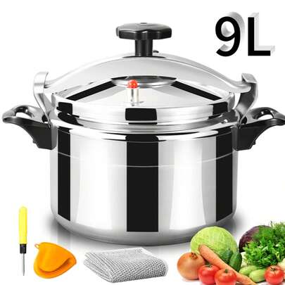 KIROTLA 9L Olla a presión de aleación de aluminio de  28*16cm 9L Olla Express de Aluminio Olla de Presion Vaporera Set de Ollas De Sopa Carnes de Cocina Compatible Estufa De Gas más para Cocina Restaurantes, 9L Olla Express de Aluminio Olla de Presion Vaporera Set de Ollas De Sopa Carnes de Cocina Compatible Estufa De Gas más para Cocina Restaurantes, Se Utiliza para Cocinar Arroz, Sopa y Carne al Vapor Se Utiliza para Cocinar Arroz, Sopa y Carne al Vapor (Incluye Regalos 3PCS:Destornillador, Guantes calientes y Paños de cocina de Acero Inoxidable)