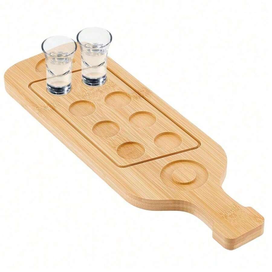 Bandeja de posavasos de bambú, adecuada para restaurante, bar, cocina, fiesta, hogar, puede sostener vasos de tequila, vasos no incluidos - Ver 1