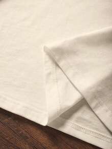 Women's Casual Loose Fit T-Shirt, Letter Print, Loose Fit, Round Neck, Short Sleeve, Summer - 杏子 3 - 查看 4