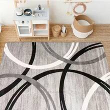 1pc Modern Geometric Gray Area Rug, Soft Carpet For Living Room, Coffee Table, Bedroom, Durable Machine Washable - 6 - View 2