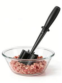 1个黑色耐热尼龙绞肉器，多功能不粘手持式绞肉机和土豆搅拌器，厨房烹饪搅拌切碎工具 - 彩色 - 查看 2