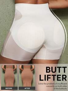 1pc Women Shaping Shorts, Butt Lifting, Tummy Control, Seamless Detachable Padded Shapewear - Apricot - View 4