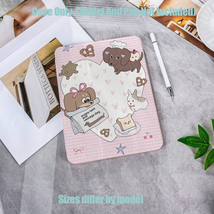 Cute Dachshund Bakery Theme, With Pink-Brown Cartoon Hand-Drawn Style, Paired With Bread, Pretzels And Healing Small Elements, Sweet And Playful. 360° Rotating Stand For Multi-Angle Viewing/Writing, Built-In Pencil Slot, All-Around Anti-Drop Protection With Soft Edge Fit, Combining Beauty And Protection.Compatible Models : Mini6/7 | 2017-2021/10/11 Gen | Air1/2/3/4/5/6/7 | Pro 10.5/11/12.9/13 Inch All Versions. - Multicolor - View 1