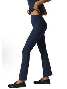 Alo Yoga Women's Airbrush High-Waist Flutter Legging | Sculpting Performance Fabric | Bootcut Flare Yoga Pants | Luxury Studio-To-Street Athletic Trousers - Navy Blue - View 2