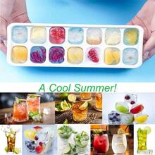 2 Pieces Silicone Ice Cube Trays With Lid, Ice Cube Mould, LFGB Certified, Square Ice Cube Trays Easy To Remove - Multicolor - View 2