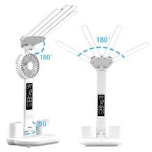Lampu Baca Kreatif dengan Tampilan Waktu & Tanggal, 3 Suhu Warna, Dapat Diredupkan, Lampu Samping Tempat Tidur Kamar Tidur, Lampu Meja Belajar, Dengan Kipas, Bertenaga USB, Lampu Malam, Lampu Meja Samping Tempat Tidur - 3 warna - View 6