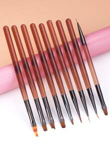 9-Piece Nail Brush Set, Nail Painting Design DIY Salon Household Tools Acrylic Painting Brush UV Nail Polish Nail Polish Tools - Multicolor - View 10