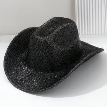 1PC Men's And Women's Unisex Rhinestone Tassel Distressed Shiny Cowboy Hat, Novelty Fun Punk Style Wide Brim Hat Bridesmaid Hat Bride Hat Gift Hat Cowgirl Hat, Suitable For Parties, Western Themed Events, Gatherings, Engagement Parties, Cosplay, Graduation Ceremonies, Masquerade Balls, Festivals, Weddings, Birthday Celebrations, Music Festivals, Coming-Of-Age Ceremonies - Solid Color - View 14