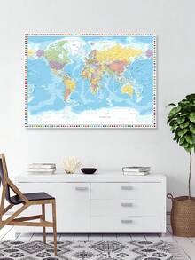 1 Piece Collins Unframed World Map - Color Coded Continents With Country Labels, Educational Decorative Poster Suitable For Home, Office, Classroom, High Quality Paper Geographic Reference & Art Print - Multicolor - View 8