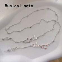 Street 1pc Alloy Heart-Shaped Fishbone Musical Note Glasses Chain, Fashion Glasses Chain Accessories Non-Slip,School - Multicolor - View 6
