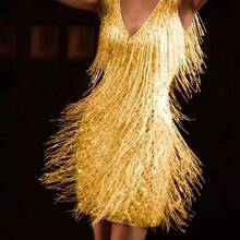 1PC Sexy Hot Girl Backless Tassel Pencil Dress Tassel Gown Dress Women'S INS - 白色 - 查看 3