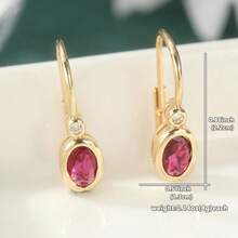 Classic Retro Geometric Earrings For Women, Inlaid With Red And White Synthetic Zirconia, Exuding Exquisite Charm. A Fashionable Jewelry Gift For Festivals And Banquets. - Red - View 7
