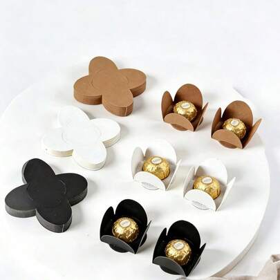 50pcs Valentine's Day Chocolate Box Packaging, Chocolate Cup Liners, Chocolate Packaging Trays, Foldable Flower-Shaped Candy And Dessert Stands, New Year Sweets, Suitable For Weddings, Birthdays, Party Supplies, Tea Party Gifts, Valentine's Day/New Year/Christmas Candy Boxes, Colorful Mailbox Candy Boxes, Mailbox Packaging, Candy Boxes, Creative Mailbox Storage Boxes, Cartoon Candy Boxes, Gift Packaging