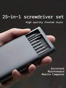 25合1精密螺丝刀套装，多功能智能手机和平板电脑拆装维修工具，塑料材质，不可充电 - 包含各种螺丝刀头 - B-黑色 - 查看 9