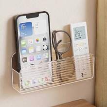 1pc Remote Control Storage Box, Wall-Mounted TV/AC Remote Holder, Acrylic Transparent Wall-Mounted Phone/Cosmetic Organizer - Multicolor - View 13