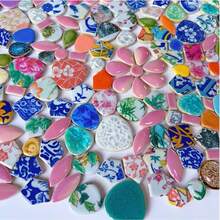 105g/205g/505g Hạt thủy tinh khảm thủ công nhiều màu sắc, mảnh vỡ gốm sứ kiểu Mexico có thể được sử dụng làm vật liệu trang trí tổng thể cho phòng, tường, cầu thang, khung cửa, vườn và lối đi. Hàng chục màu sắc và kích thước, mỗi màu đều là một bất ngờ, vật liệu được ưa chuộng cho những người đam mê khảm. - Trộn thủ công 505g/17.8oz - Xem 3