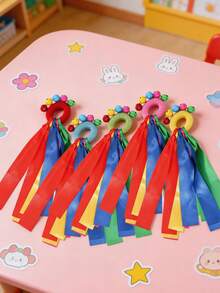 2/1 buah Pita Tari Pelangi dengan Lonceng, Gelang Elastis untuk Tari, Lonceng Tangan, Mainan Musik Ritme, Mainan Edukasi Sensorik untuk Aktivitas Pesta, Perlengkapan Tari Ritme Pemandu Sorak Berwarna-warni, Perlengkapan Pertunjukan Pita Tari Siswa, Kompetisi Olahraga, Lonceng Tangan Senam - A - View 5