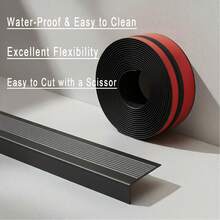 1 Roll 1m/39.37inch Self-Adhesive Vinyl Anti-Slip Stair Nosing Edging Strip, L-Shaped Rubber Stair Treads With Anti-Slip Self-Adhesive,Non-Slip Self Adhesive Step Edge Protector, Non-Slip Staircase Step-Waterproof & Self-Adhesive Stair Edge Protector - C - View 5