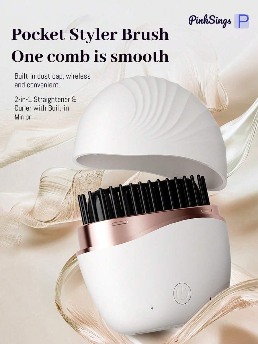 Bàn chải duỗi tóc mini không dây, sạc lại được, cầm tay, 3 chế độ nhiệt, làm nóng nhanh, chống bỏng, quà tặng tại nhà và khi đi du lịch.