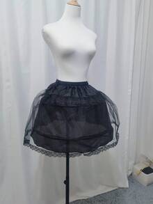 2个钢圈白色衬裙婚纱礼服内衬裙松紧腰带抽绳A字裙 - 彩色 - 查看 9