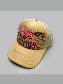 1pc Cartoon Character & Letter Print Baseball Cap, Colorblock Truck Hat, Funny Casual Sun Protection For Men & Women, Spring/Summer - A - View 9