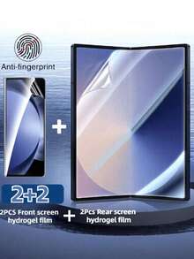 [2+2 Set] 2pcs High-Definition Full Coverage Front Film + 2pcs Inner Screen Protector, Compatible With Galaxy Z Fold7/Z Fold6/Z Fold 5 Foldable Phones, Anti-Fingerprint, Anti-Scratch, Waterproof, Tempered Glass, Shock-Proof, Anti-Drop - Clear - View 3