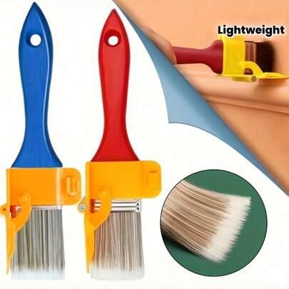Lightweight Paint Brushes With Red & Blue Wooden Handles, Designed For Precise Edging Of Decorative Frames, Walls And Ceilings