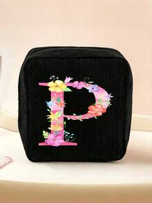 1 Stück Kordstoff minimalistische Reise-Make-up-Tasche, tragbare multifunktionale Aufbewahrungstasche, große Kapazität Damenhygiene-Tasche, neue verdickte Damenhygiene-Aufbewahrungstasche, Menstruationspads-Aufbewahrungstasche, geeignet für den täglichen Gebrauch, Urlaub, Aufbewahrung, Reisen, kann als Geburtstagsgeschenk, Weihnachtsgeschenk, Halloween-Geschenk, Muttertagsgeschenk für Familie, Mutter, Schwester, Freundin verwendet werden - Schwarz - Übersicht 15