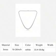 MDFUN Collar de tenis chapado en oro blanco de 18K, con circonita cúbica de corte redondo graduada de 3.0-6.0mm, para mujeres y hombres - Blanco - Ver 10