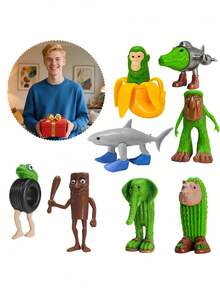 24pcs Italian Brainrot Action Figure Set, Includes Tralalero Tralala, Tung Tung Tung Sahur, Brainrot Shark Expression, Monkey And Other Themed Animal Figurines, Gift - Multicolor - View 3