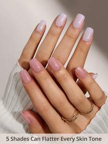 150 piezas Pegatinas de uñas cuadradas cortas desechables, Set de 5 uñas postizas de color rosa nude, Fácil de aplicar y retirar, Calidad de salón para uso doméstico, Diseño minimalista y multiusos para el verano - Multicolor - Ver 3