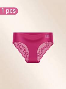 Women's Mid-Rise Underwear, Plus-Size Panties, Seamless Design That Doesn't Pinch The Hips, Elegant Lace, Fashionable, Breathable, And Comfortable Briefs - Hot Pink - View 7