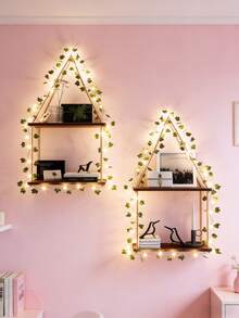 1 pieza/2 piezas Estantería flotante triangular con enredadera siempre verde, estante de almacenamiento de estilo bohemio montado en la pared, decoración rústica para el hogar, estante decorativo para exhibición, organizador de pared estético para libros, plantas y pequeños decorativos, acento minimalista moderno para el hogar, adecuado para sala de estar, dormitorio, entrada, oficina, dormitorio, habitación de niños (baterías no incluidas) - Multicolor - Ver 5