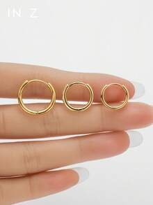 1pc 925 Sterling Silver 16G Helix Twin Clicker Hoops - Cartilage Helix Piercing Fine Jewelry - Hinge Hoop Rook Hoop, Conch Hoop, Hoop Earring, Septum Clicker Ring Daith Hoop Tragus Hoop Hinged Segment Nose Ring, 3 Size Options(10mm,11mm,12.5mm), Suitable For Women For Daily Wear - Heavy Circle - View 3
