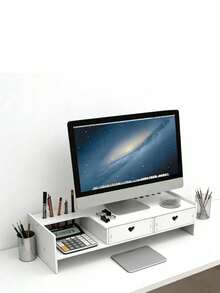 Computer Screen Height Riser With Storage Function, Desktop Laptop Stand, Multi-Functional Drawer-Type Storage Rack, Desktop Height Riser With Drawer Storage Base, Desktop Monitor Stand - 查看 5