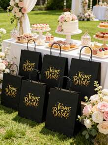 6 piezas Bolsas de regalo marrones con asas, bolsas de papel marrón para obsequios de fiesta adecuadas para despedida de soltera, fiesta de damas de honor y otras ocasiones, bolsas de caramelos marrones adecuadas para regalos de boda para la novia, negocios, compras, minorista, mercancías, 1 paquete - multicolor - Ver 5