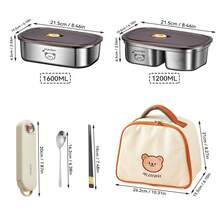 304 Stainless Steel Lunch Box With Cute Cartoon Patterns, Sealed And Leak Proof Bento Box, Camping And Picnicking Portable Food Container , Microwave Heatable, Cold And Heat-Resistant Refrigerator Fresh-Keeping Box, Suitable For Student And Adult Use In Home, School, Office, Outdoor - Multicolor - View 14
